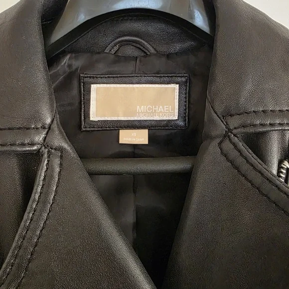 MICHAEL Michael Kors Black Leather Asymmetric Zip Moto Jacket - Picture 3 of 4